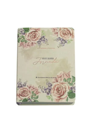 Bíblia Jornada Slim - Capa flexível linho, impressa, rosas